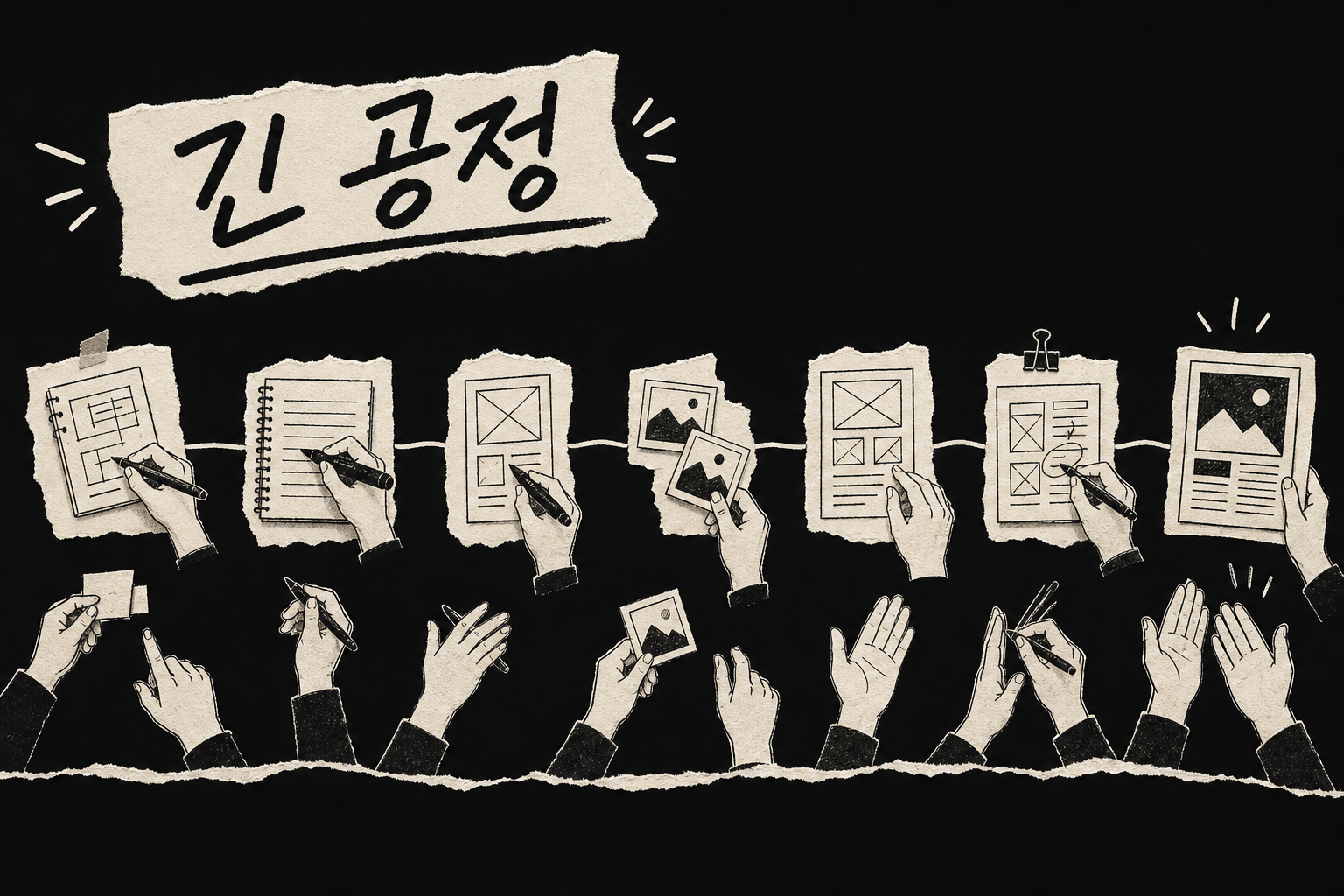 기획·카피·디자인·이미지·배치·시안을 거쳐 완성되던 예전의 긴 제작 공정
