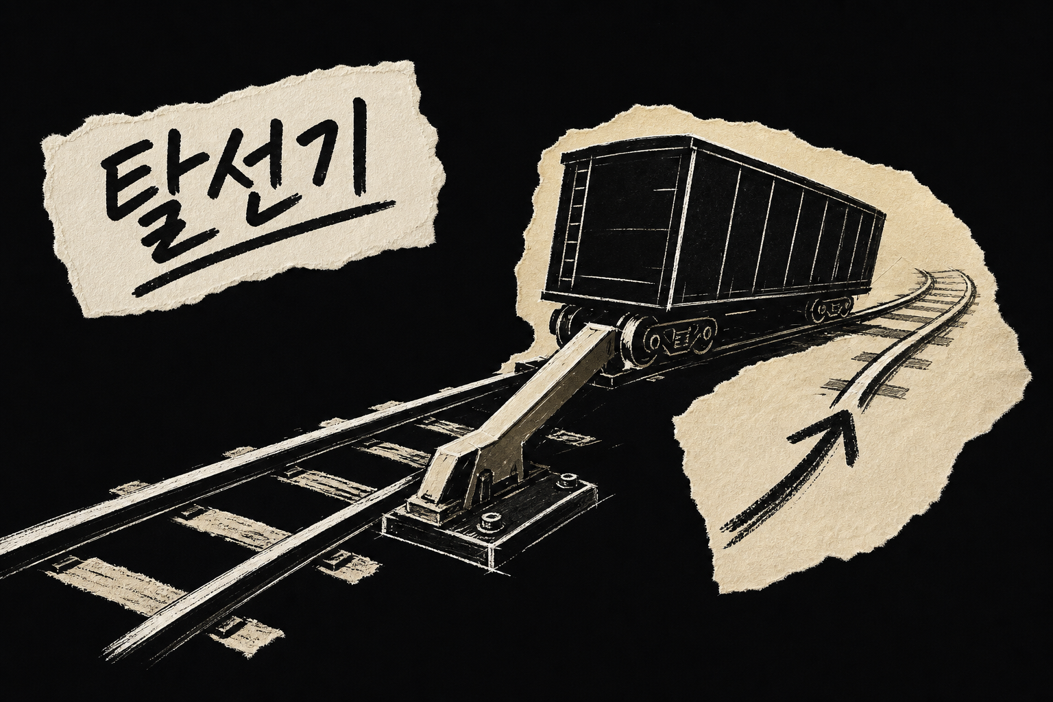 선로에서 갈라져 나가는 탈선기