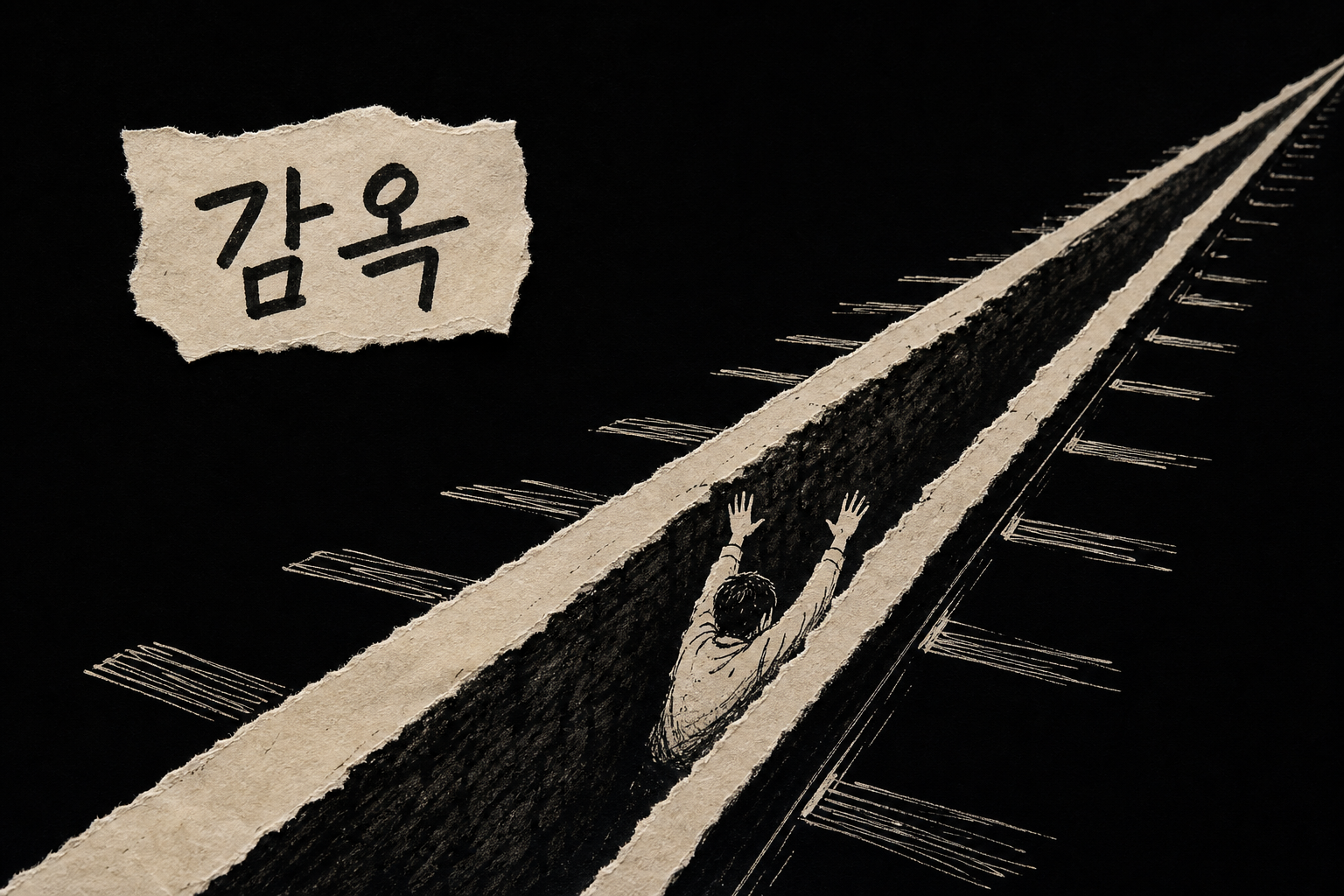한 줄기 레일에 깊게 파인 홈